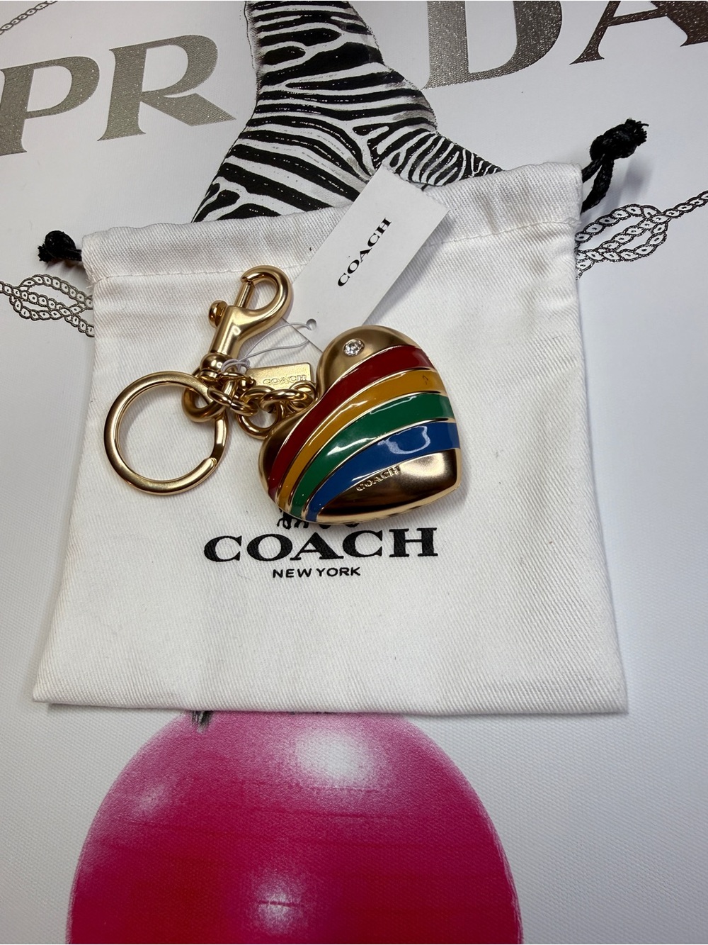 Coach *NWT* Heart Rainbow Bag Charm - Picture 2 of 4